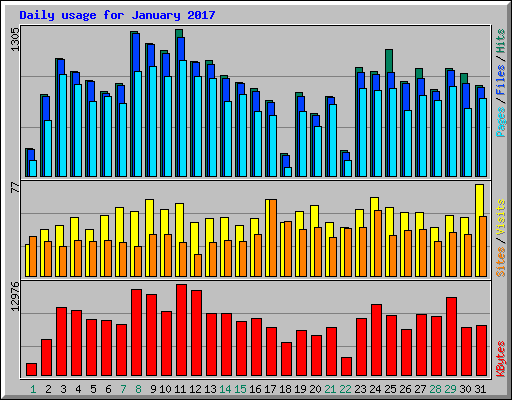 Daily usage for January 2017