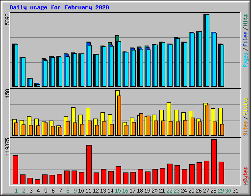 Daily usage for February 2020