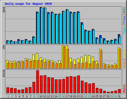 Daily usage for August 2020