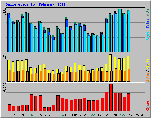 Daily usage for February 2022