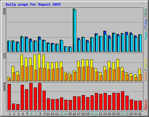 Daily usage for August 2022