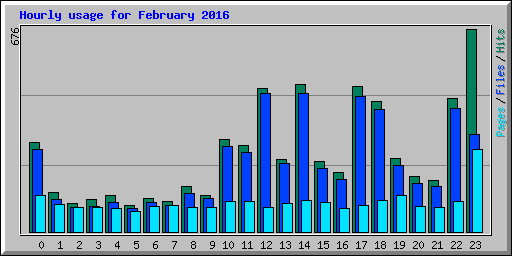 Hourly usage for February 2016