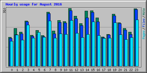 Hourly usage for August 2016