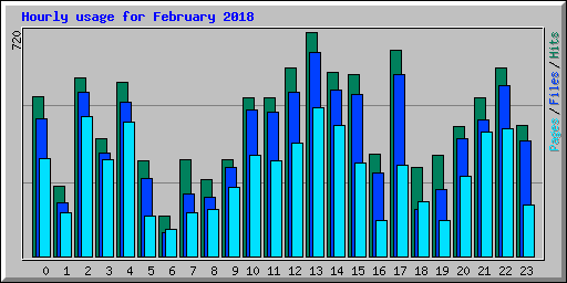 Hourly usage for February 2018