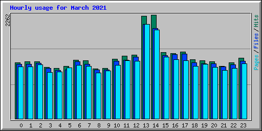 Hourly usage for March 2021