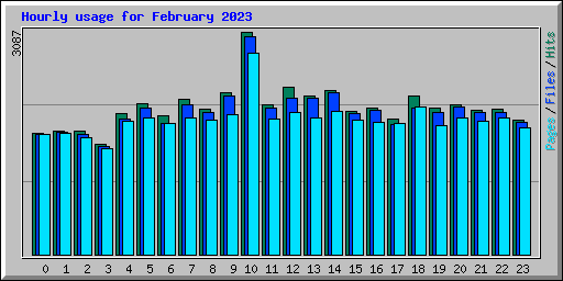 Hourly usage for February 2023