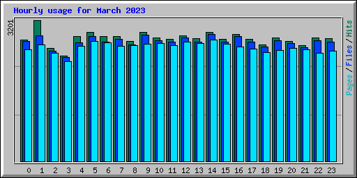 Hourly usage for March 2023